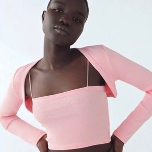 zara ribbed bandeau top